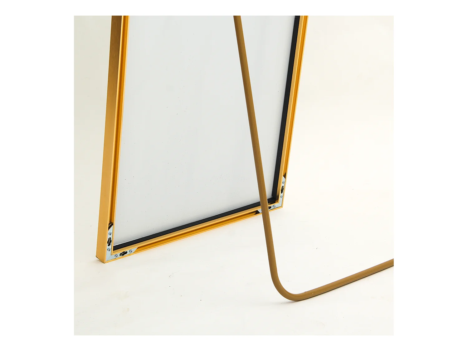 Miroir sur Pied 140x40 cm, Cadre Aluminium Doré, Miroir Mural Moderne à Poser ou Suspendre