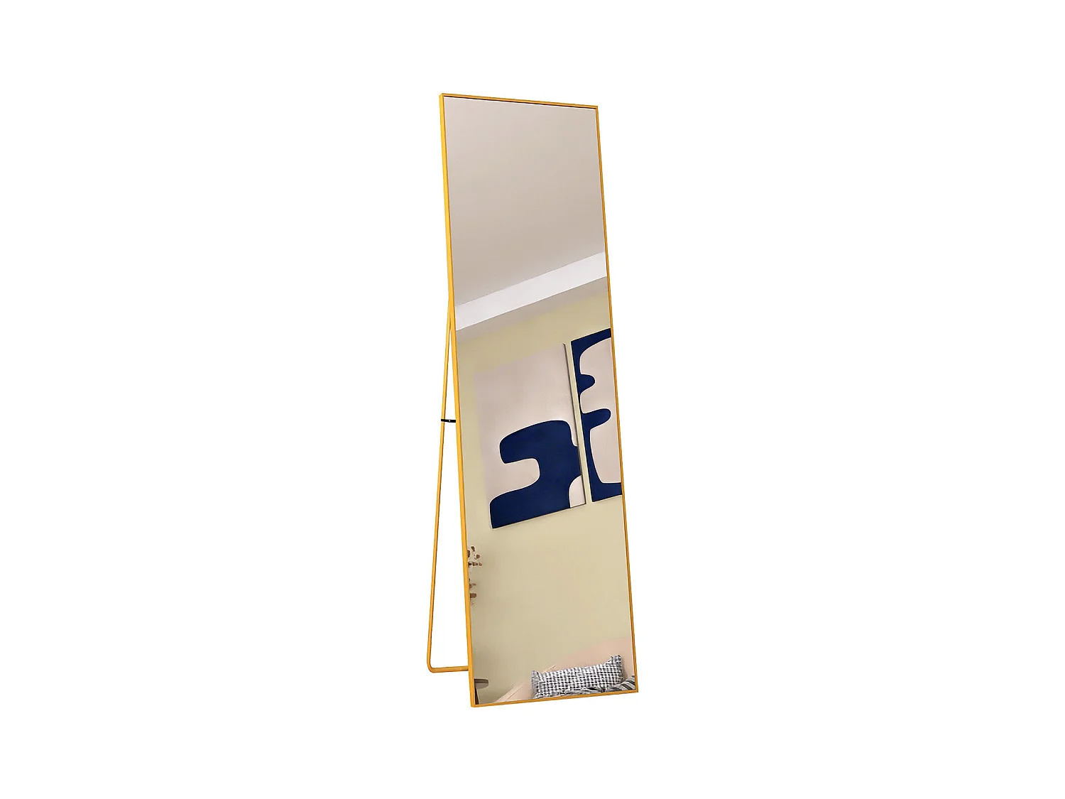 140x40 cm Standspiegel, Gold Aluminiumrahmen, Moderner Wandspiegel zum Stellen oder Aufhängen