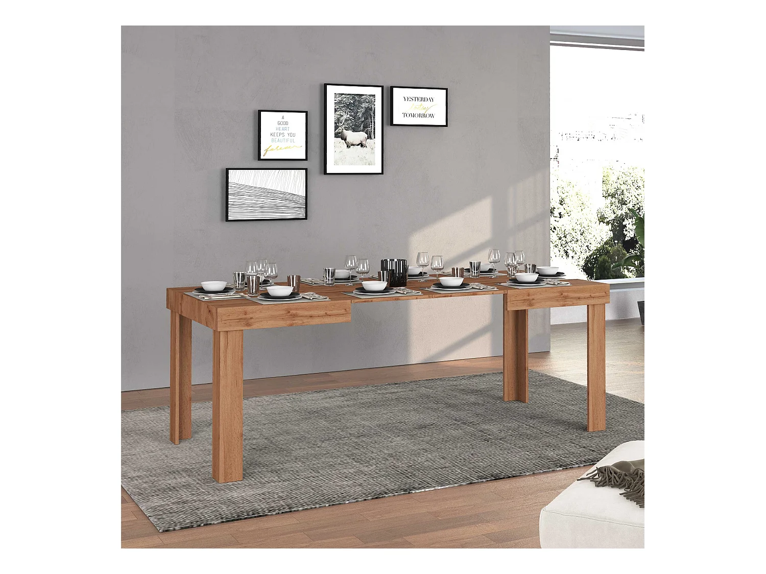 Tavolo allungabile Chronos  ideale per 4-10 persone colore rovere 120/160/200x80x75 cm