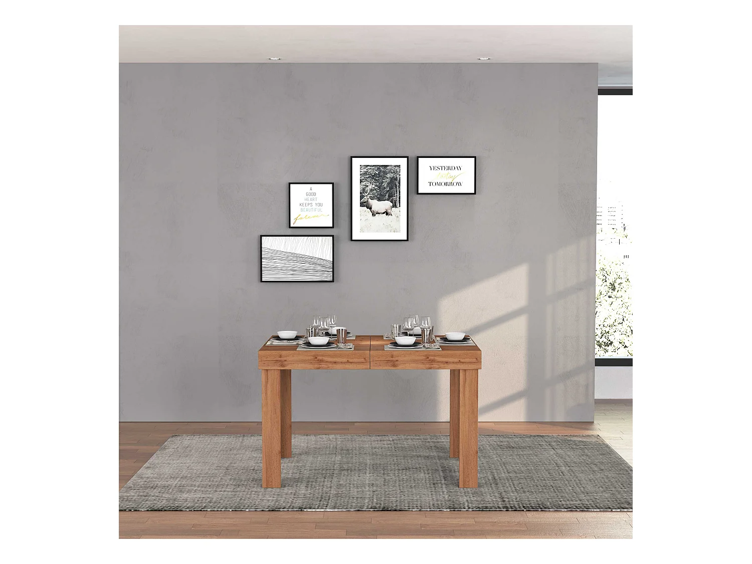 Tavolo allungabile Chronos  ideale per 4-10 persone colore rovere 120/160/200x80x75 cm