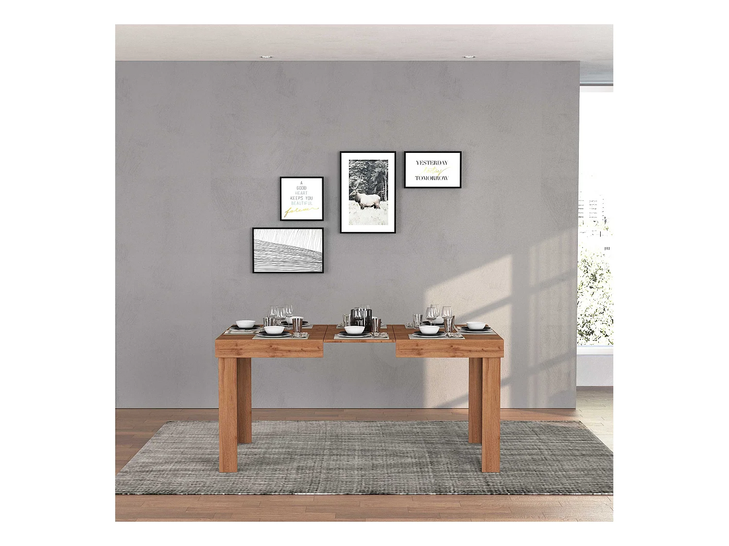 Tavolo allungabile Chronos  ideale per 4-10 persone colore rovere 120/160/200x80x75 cm