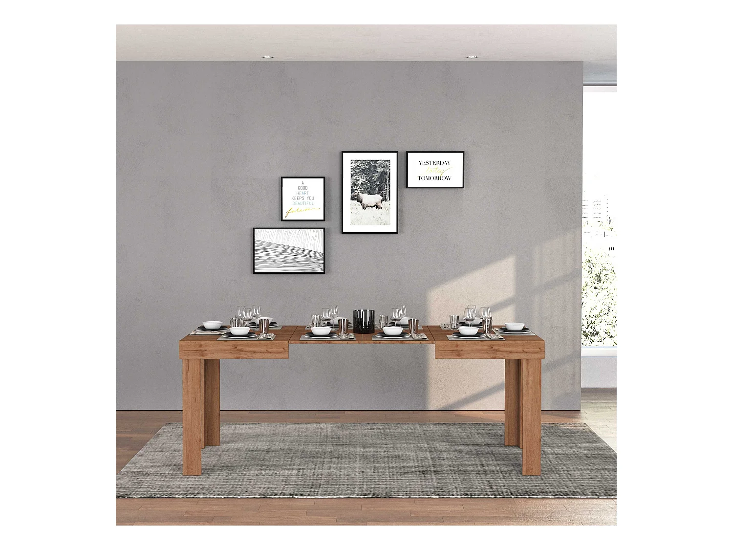 Tavolo allungabile Chronos  ideale per 4-10 persone colore rovere 120/160/200x80x75 cm