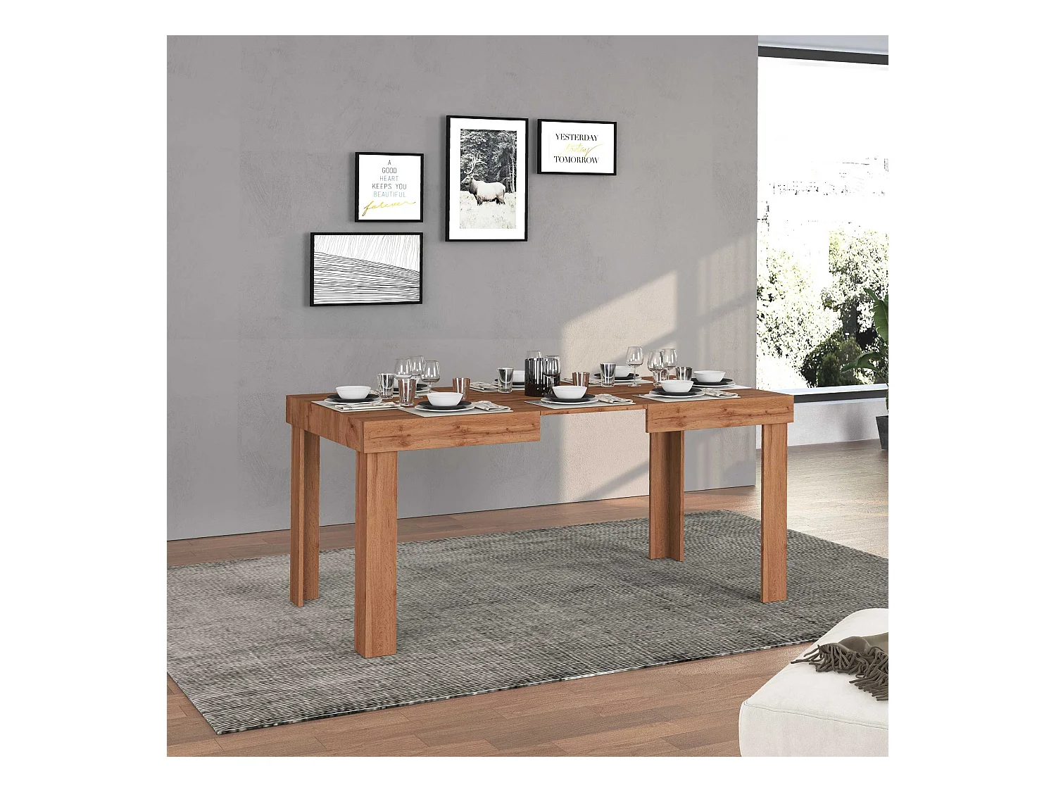 Tavolo allungabile Chronos  ideale per 4-10 persone colore rovere 120/160/200x80x75 cm