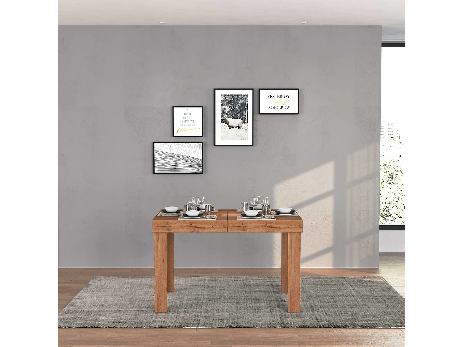 Tavolo allungabile Chronos  ideale per 4-10 persone colore rovere 120/160/200x80x75 cm