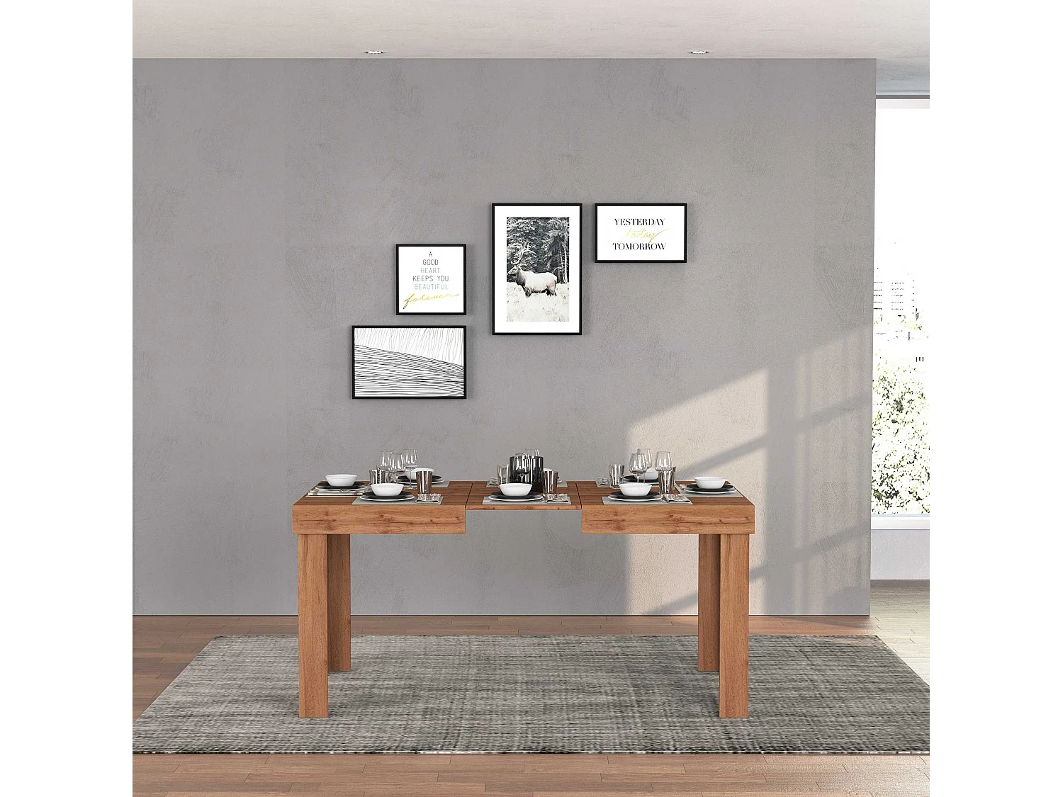 Tavolo allungabile Chronos  ideale per 4-10 persone colore rovere 120/160/200x80x75 cm