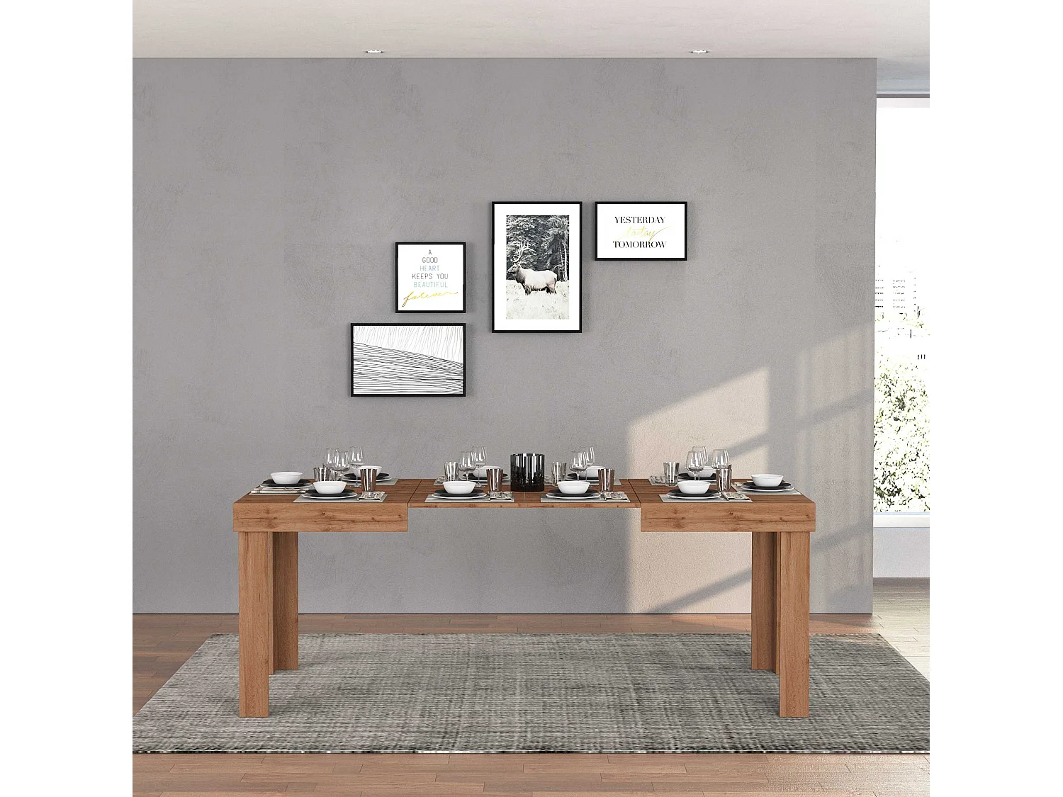 Tavolo allungabile Chronos  ideale per 4-10 persone colore rovere 120/160/200x80x75 cm