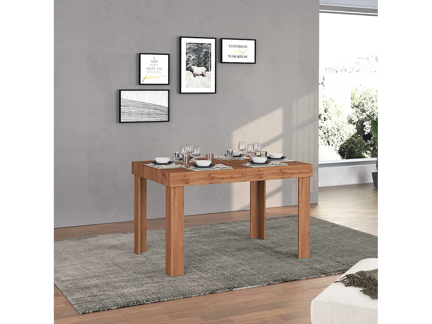 Tavolo allungabile Chronos  ideale per 4-10 persone colore rovere 120/160/200x80x75 cm