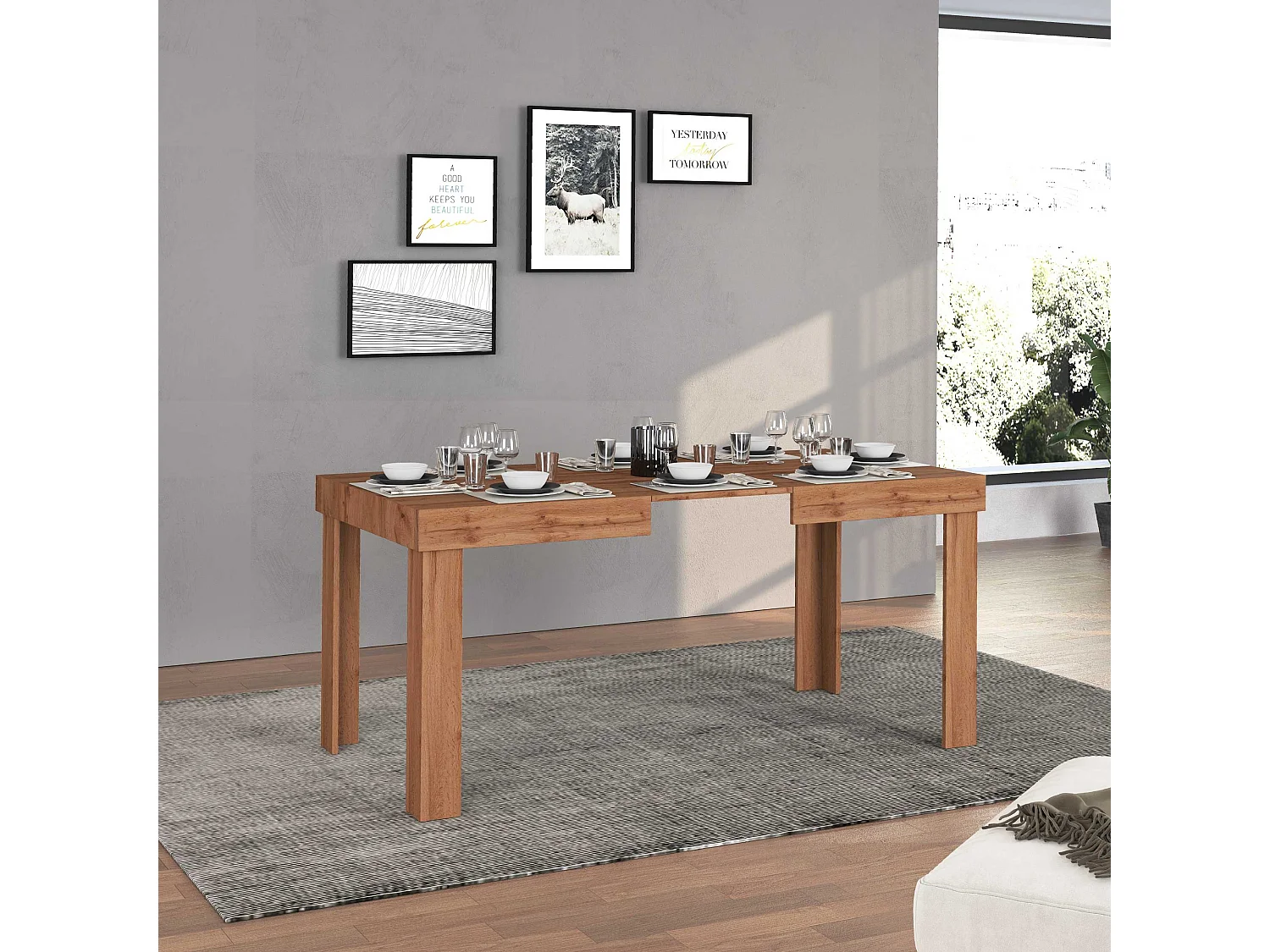 Tavolo allungabile Chronos  ideale per 4-10 persone colore rovere 120/160/200x80x75 cm