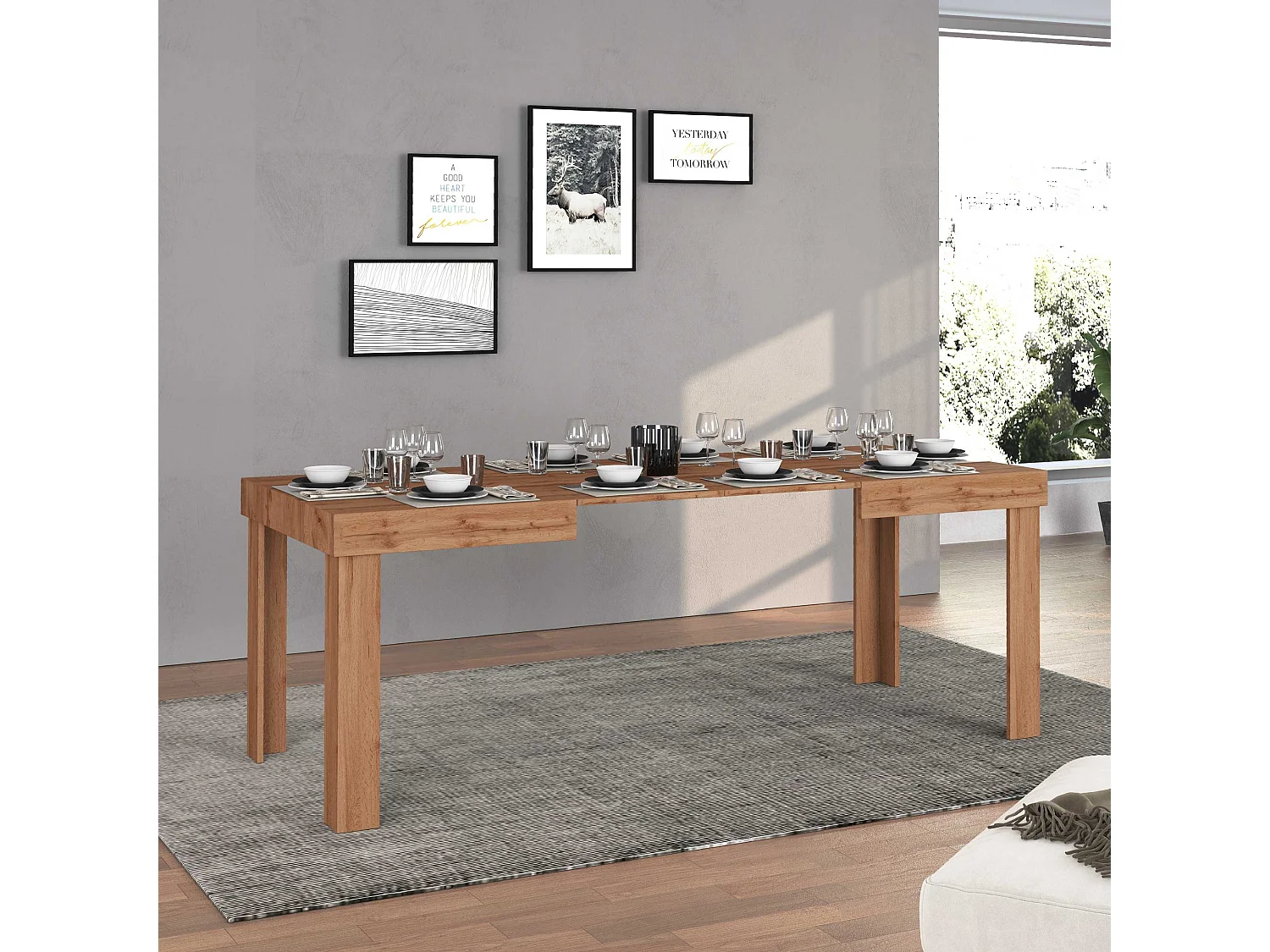 Tavolo allungabile Chronos  ideale per 4-10 persone colore rovere 120/160/200x80x75 cm