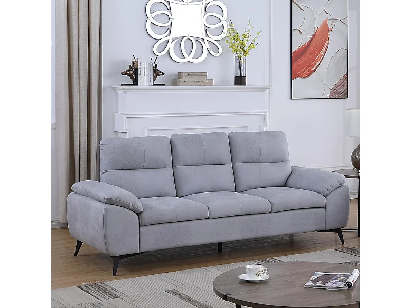 Canapé 3 places Soan simili gris clair