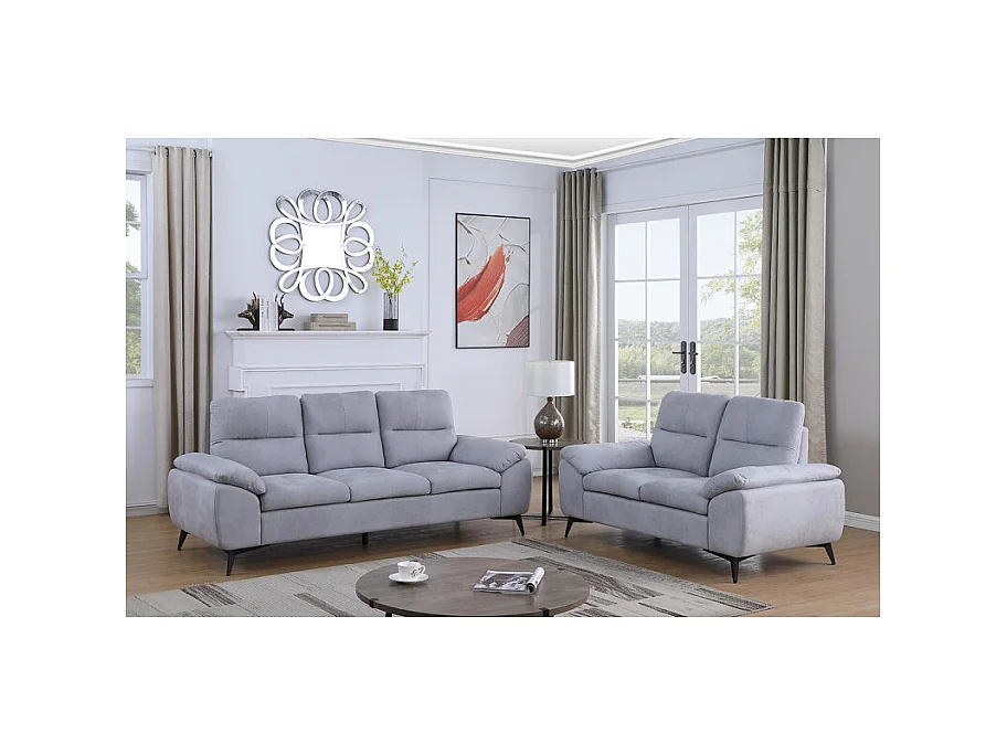 Canapé 2 places Soan simili gris clair