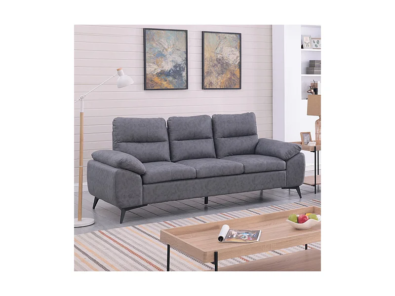 Canapé 3 places Soan simili gris foncé