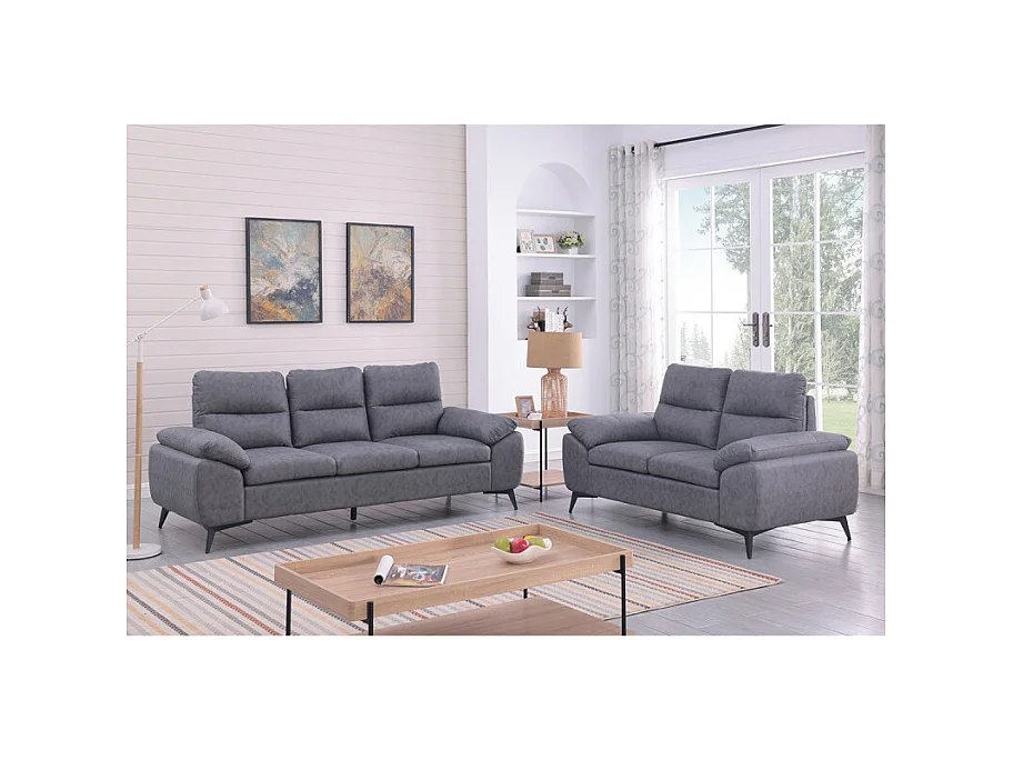 Canapé 3 places Soan simili gris foncé