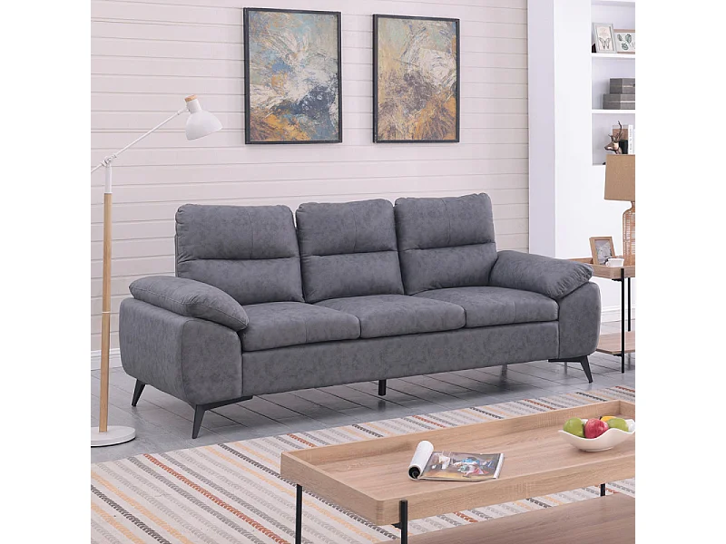 Canapé 3 places Soan simili gris foncé