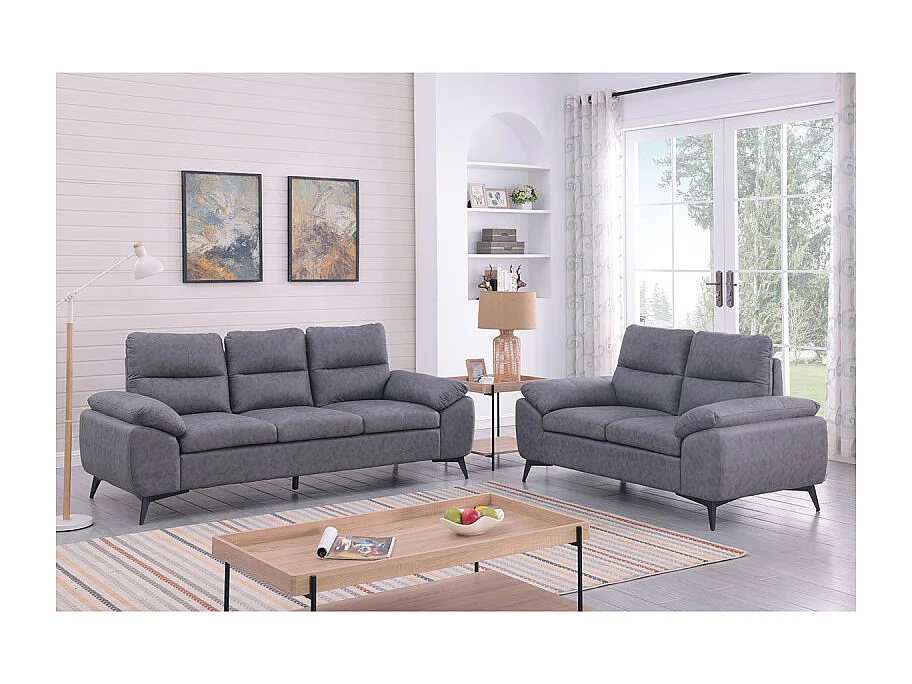 Canapé 3 places Soan simili gris foncé