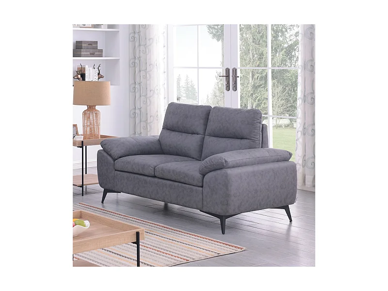 Canapé 2 places Soan simili gris foncé