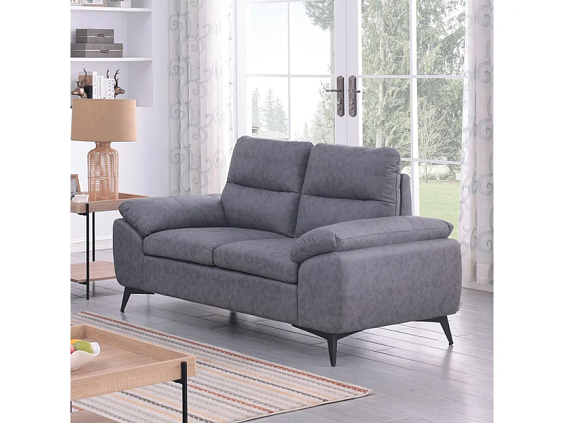 Canapé 2 places Soan simili gris foncé