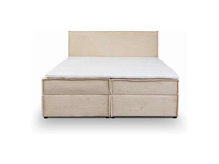 Lit double coffres Frédéric 160x200 cm velours côtelé beige