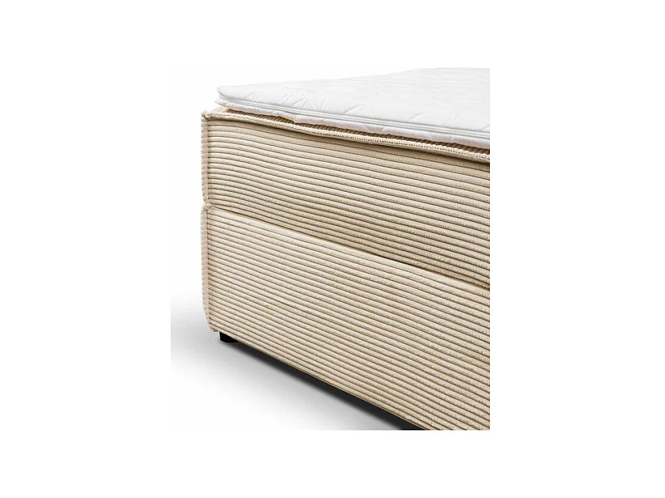 Lit double coffres Frédéric 160x200 cm velours côtelé beige