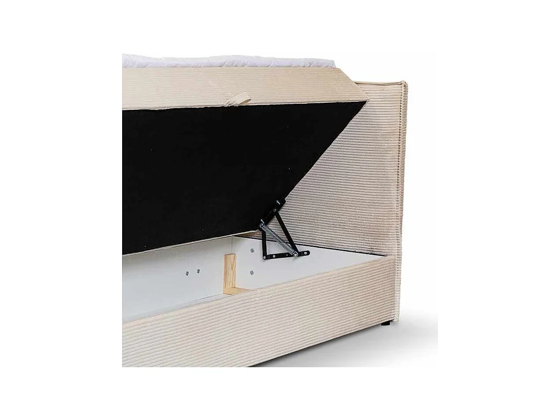 Lit double coffres Frédéric 160x200 cm velours côtelé beige