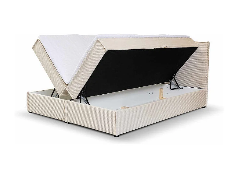 Lit double coffres Frédéric 160x200 cm velours côtelé beige