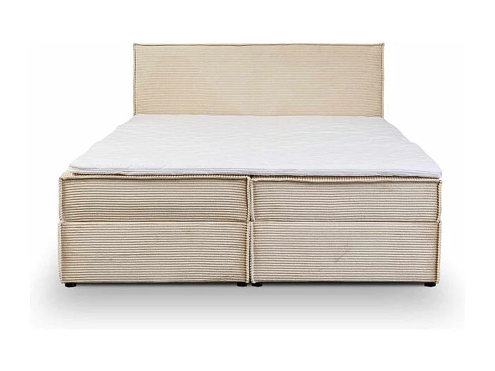 Lit double coffres Frédéric 160x200 cm velours côtelé beige