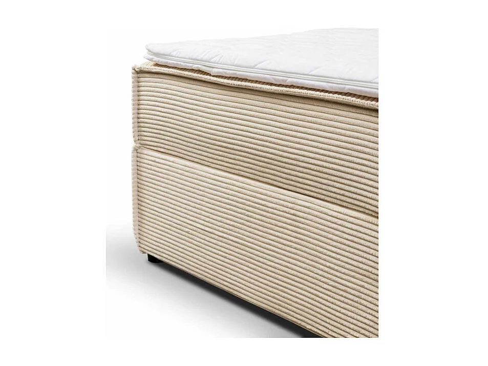 Lit double coffres Frédéric 160x200 cm velours côtelé beige