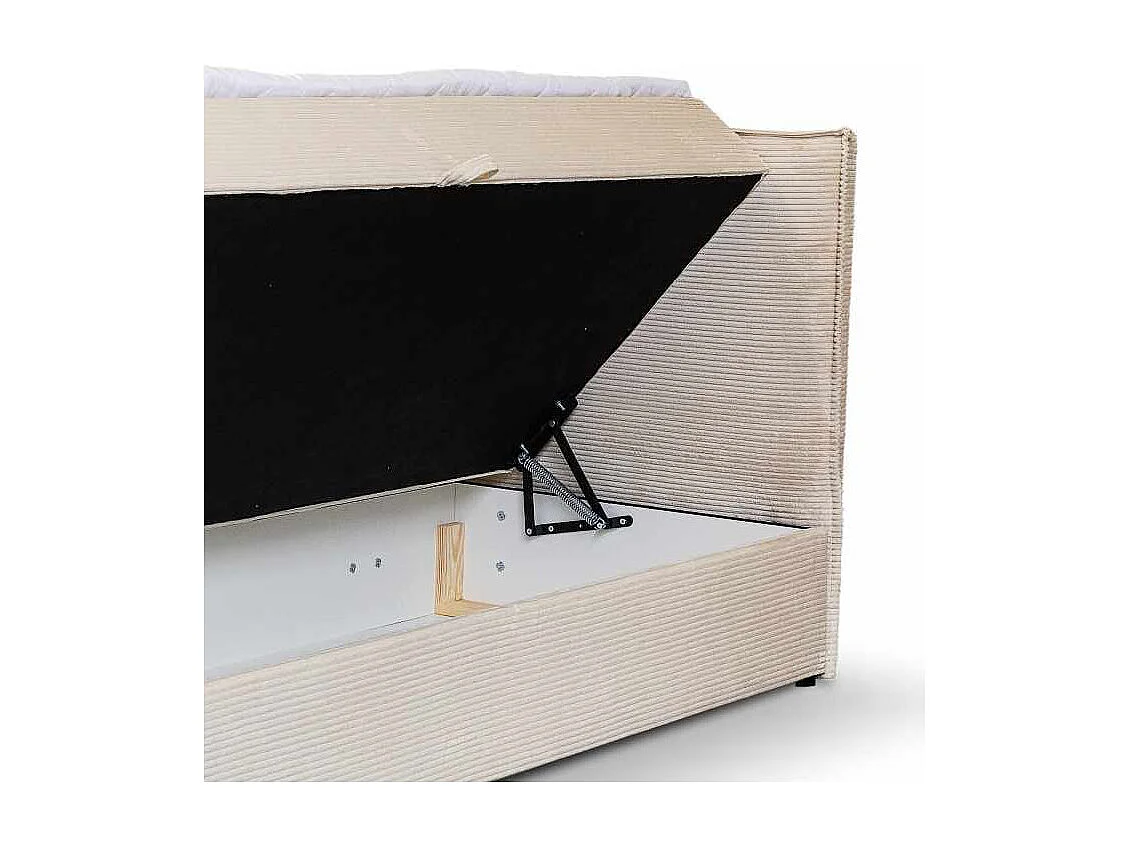 Lit double coffres Frédéric 160x200 cm velours côtelé beige