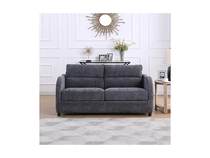 Canapé 3 places gris convertible avec matelas