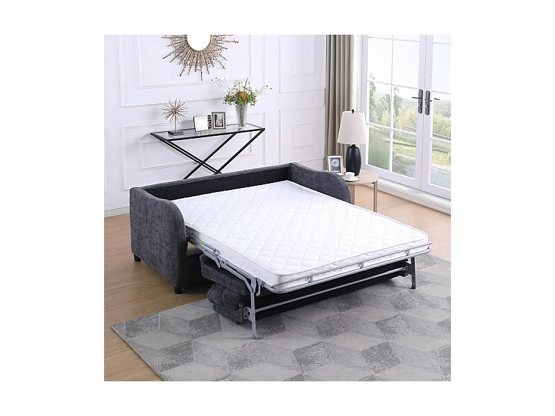 Canapé 3 places gris convertible avec matelas