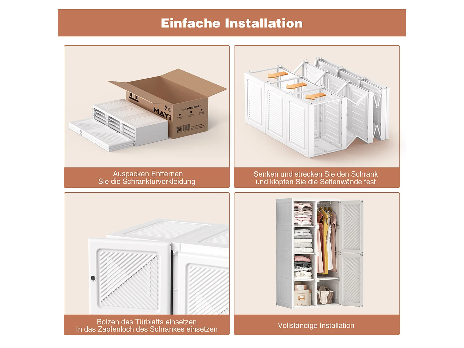 Armoire de chambre à coucher, organisateur de rangement, commode à vêtements, blanc