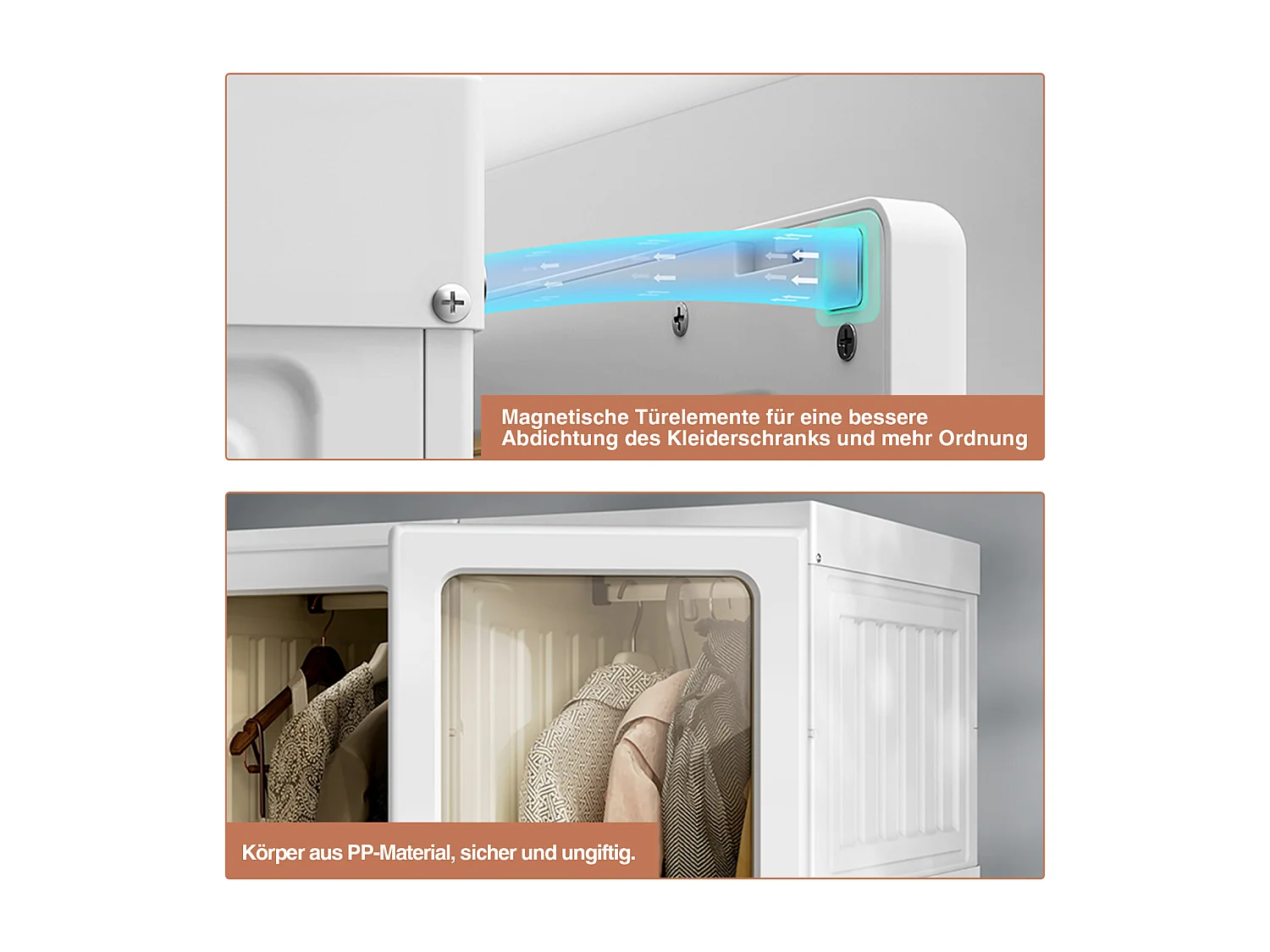 Armoire 69 x 170 x 50 cm (L x H x P) Facile à assembler Armoire avec portes magnétiques Blanc