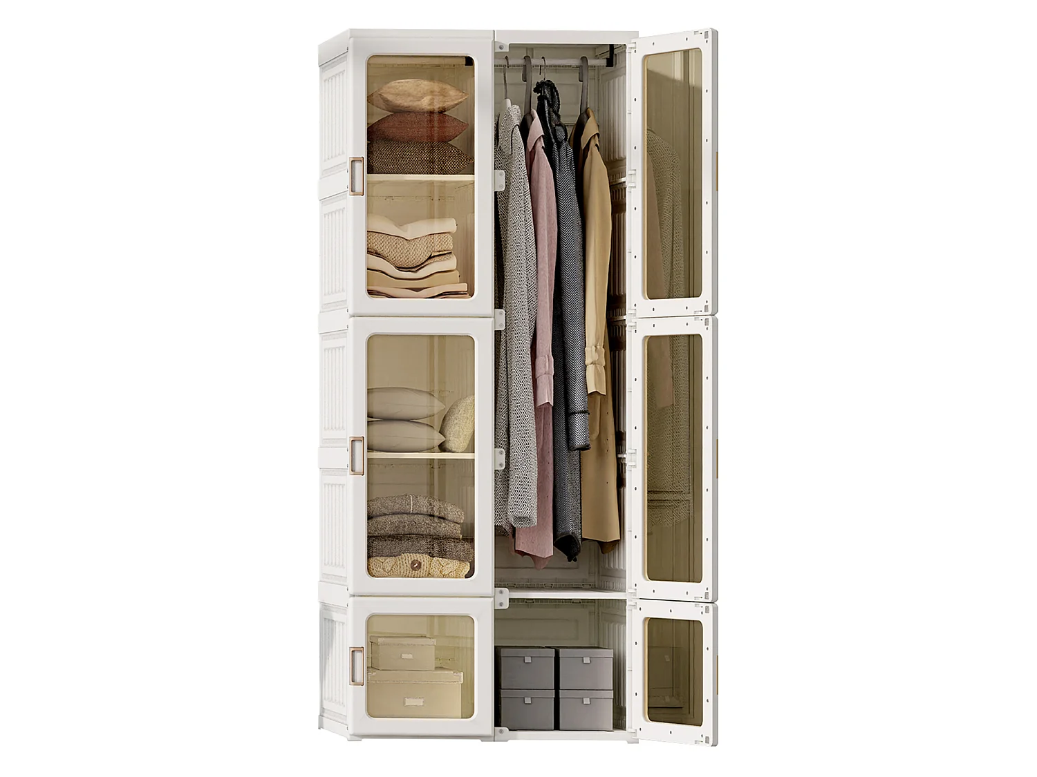 Armoire 69 x 170 x 50 cm (L x H x P) Facile à assembler Armoire avec portes magnétiques Blanc