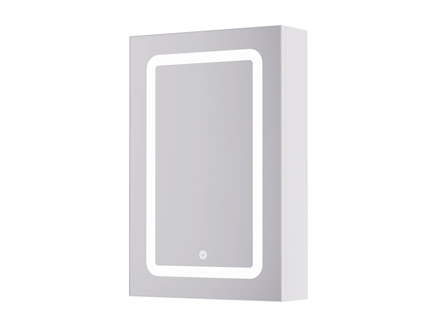 Badezimmerschrank zur Wandmontage mit Spiegel, LED, verstellbarem Regal - 70x15x60 cm Weiß