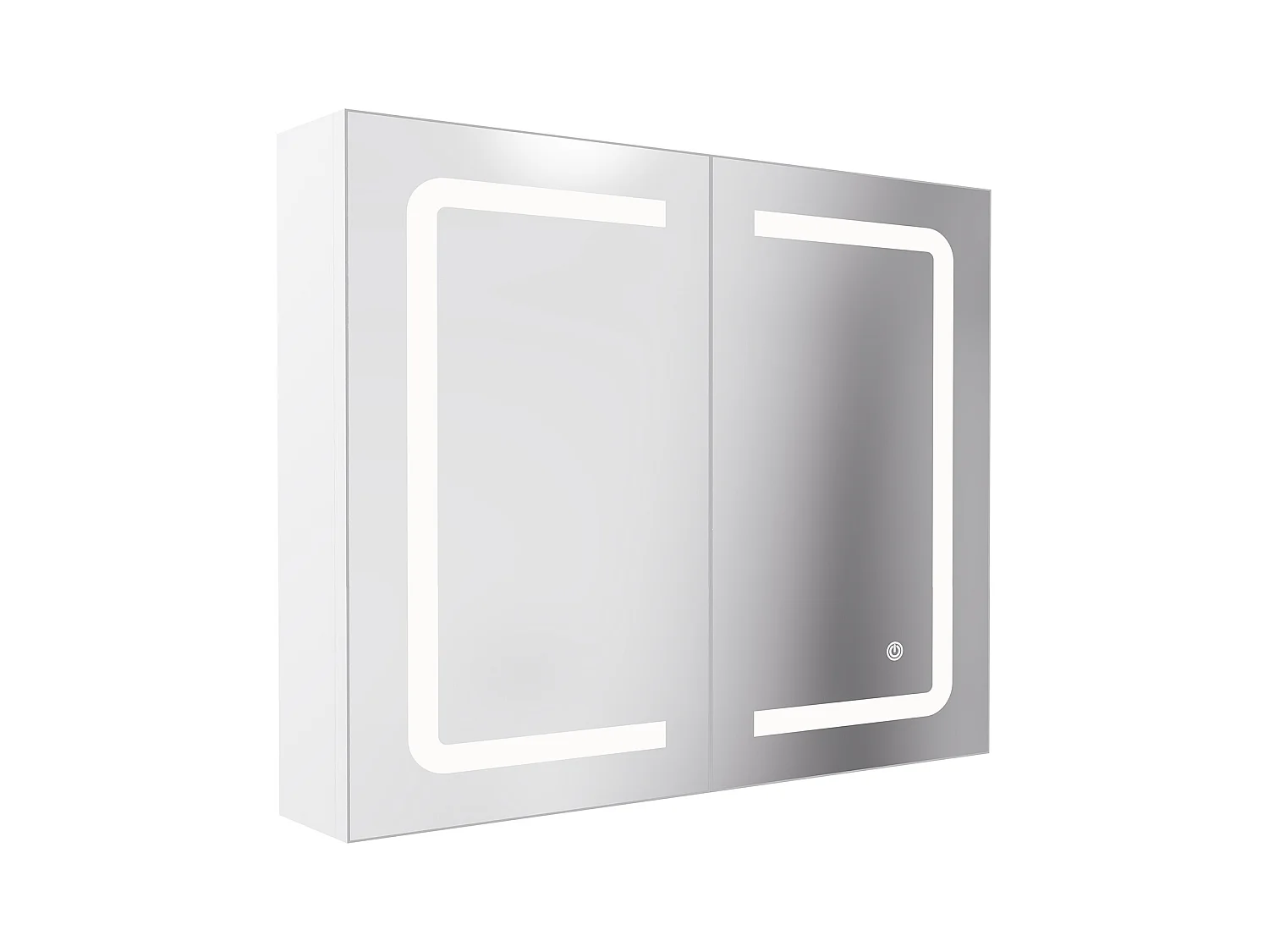 Armoire salle de bain suspendue miroir LED avec prise et interrupteur sensoriel - 80x13.5x60 cm