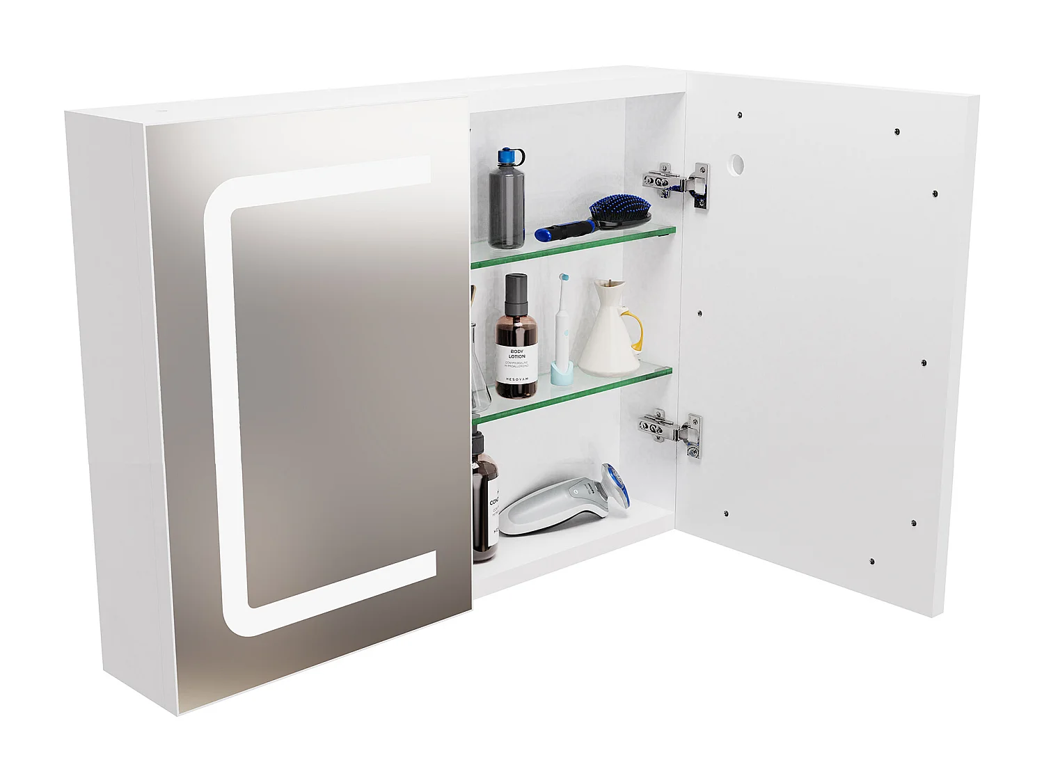 LED-Spiegel-Badezimmerschrank mit Stecker und Sensorschalter - 80x13,5x60 cm