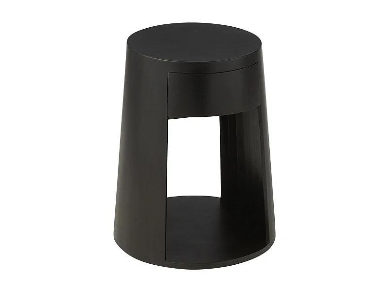 Table de chevet ronde 1 tiroir en manguier - DARWIN