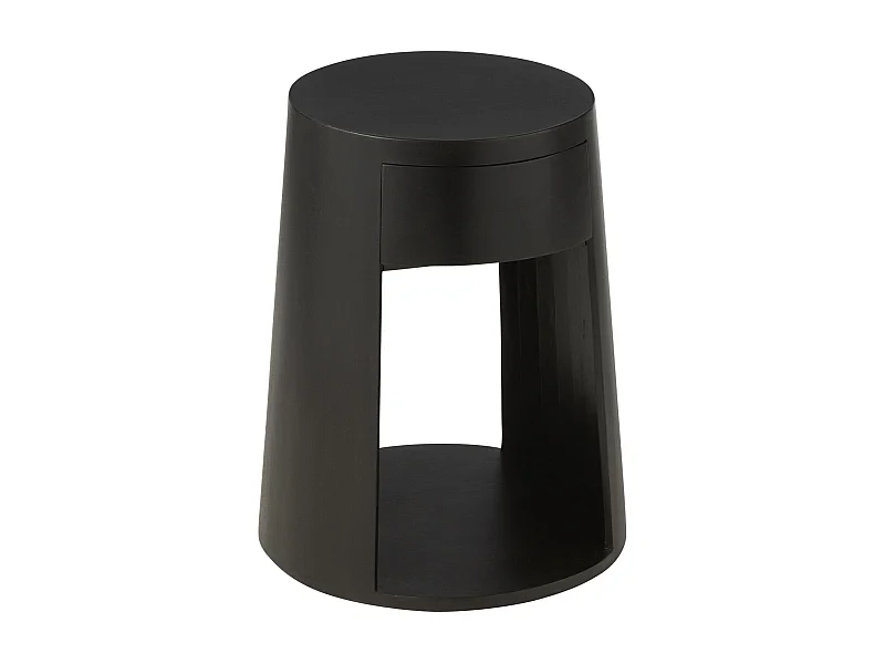 Table de chevet ronde 1 tiroir en manguier - DARWIN