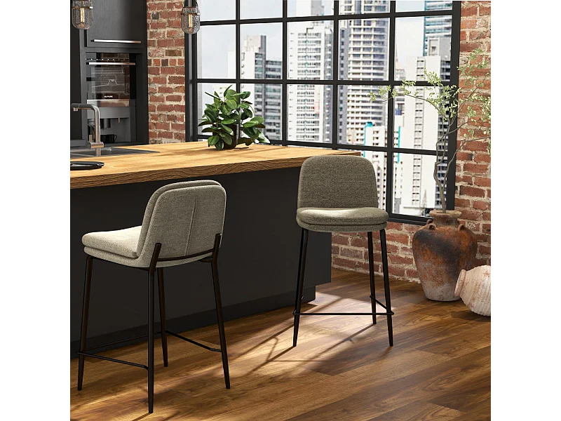 NOLAN-Silla de bar de tela Luxury Marron (x2)