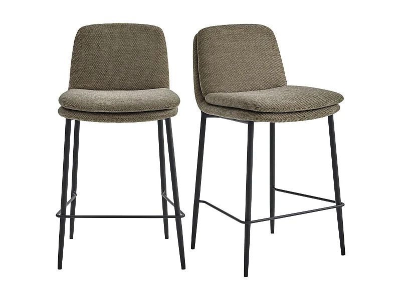 NOLAN-Silla de bar de tela Luxury Marron (x2)