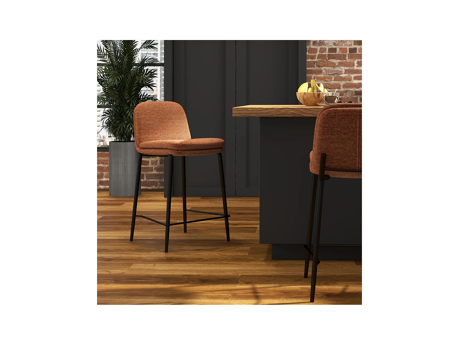 NOLAN-Silla de bar de tela Luxury Terracotta (x2)