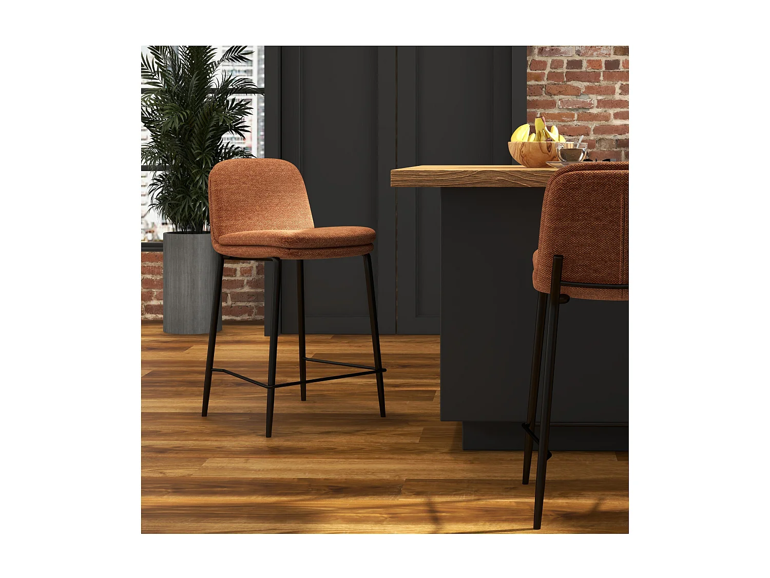 NOLAN-Silla de bar de tela Luxury Terracotta (x2)