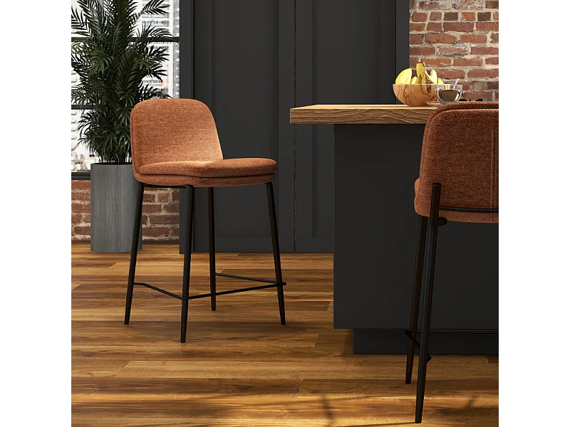 NOLAN-Silla de bar de tela Luxury Terracotta (x2)