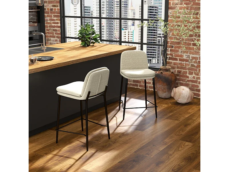 NOLAN-Sedia da bar in tessuto Luxury Beige (x2)