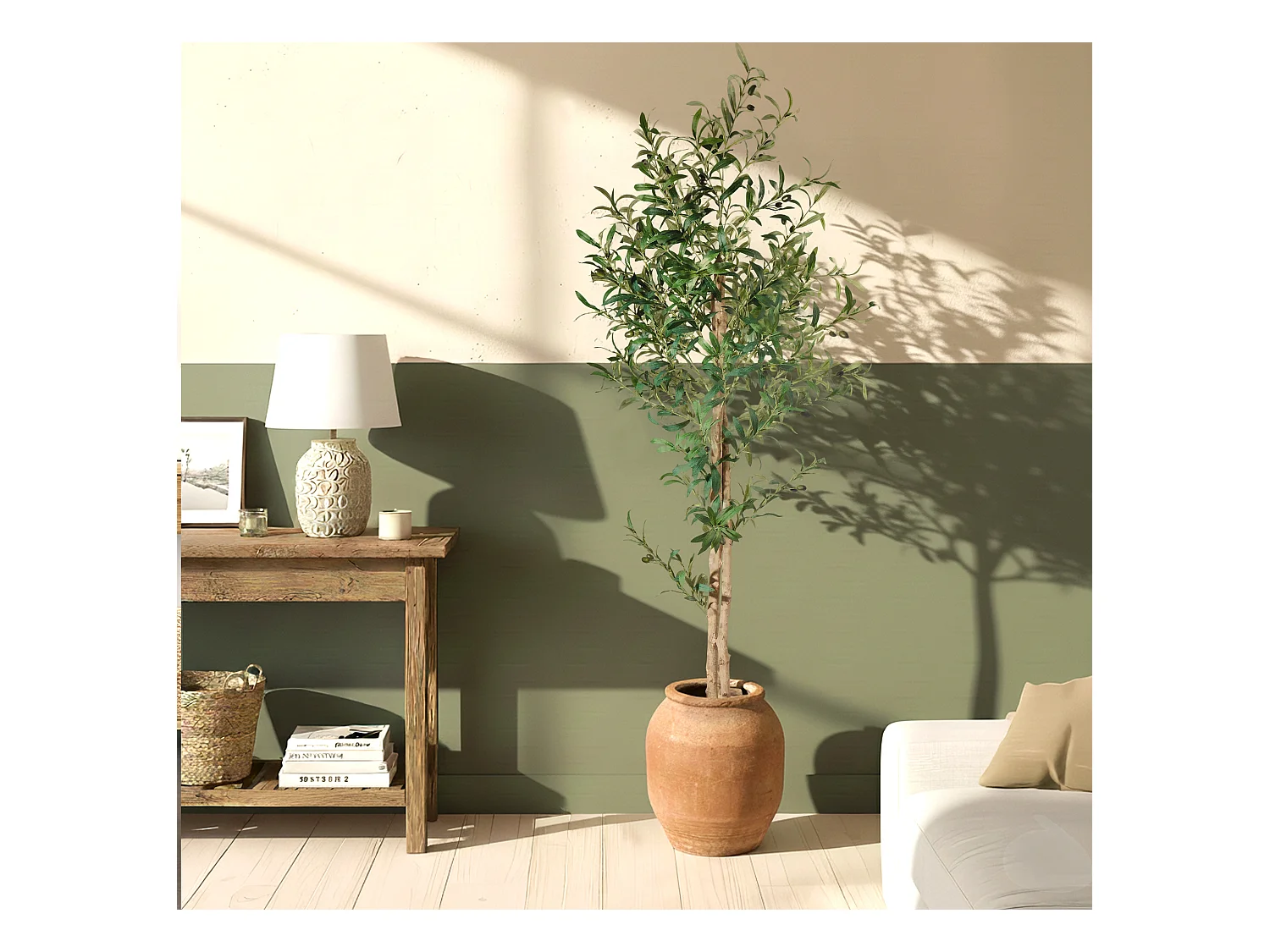 Plante artificielle pour Salon Salle à manger en Vert 60x60x175cm Olivo