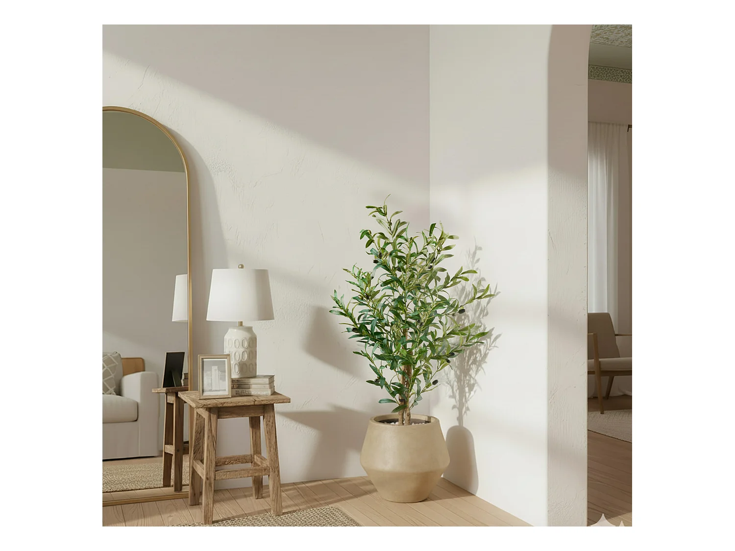 Plante artificielle pour Salon Salle à manger en Vert 60x60x100cm Olivo