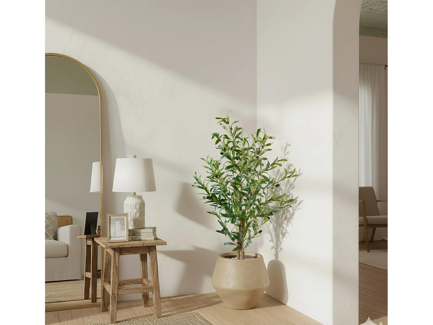 Planta artificial para Salón comedor en Verde 60x60x100cm Olivo