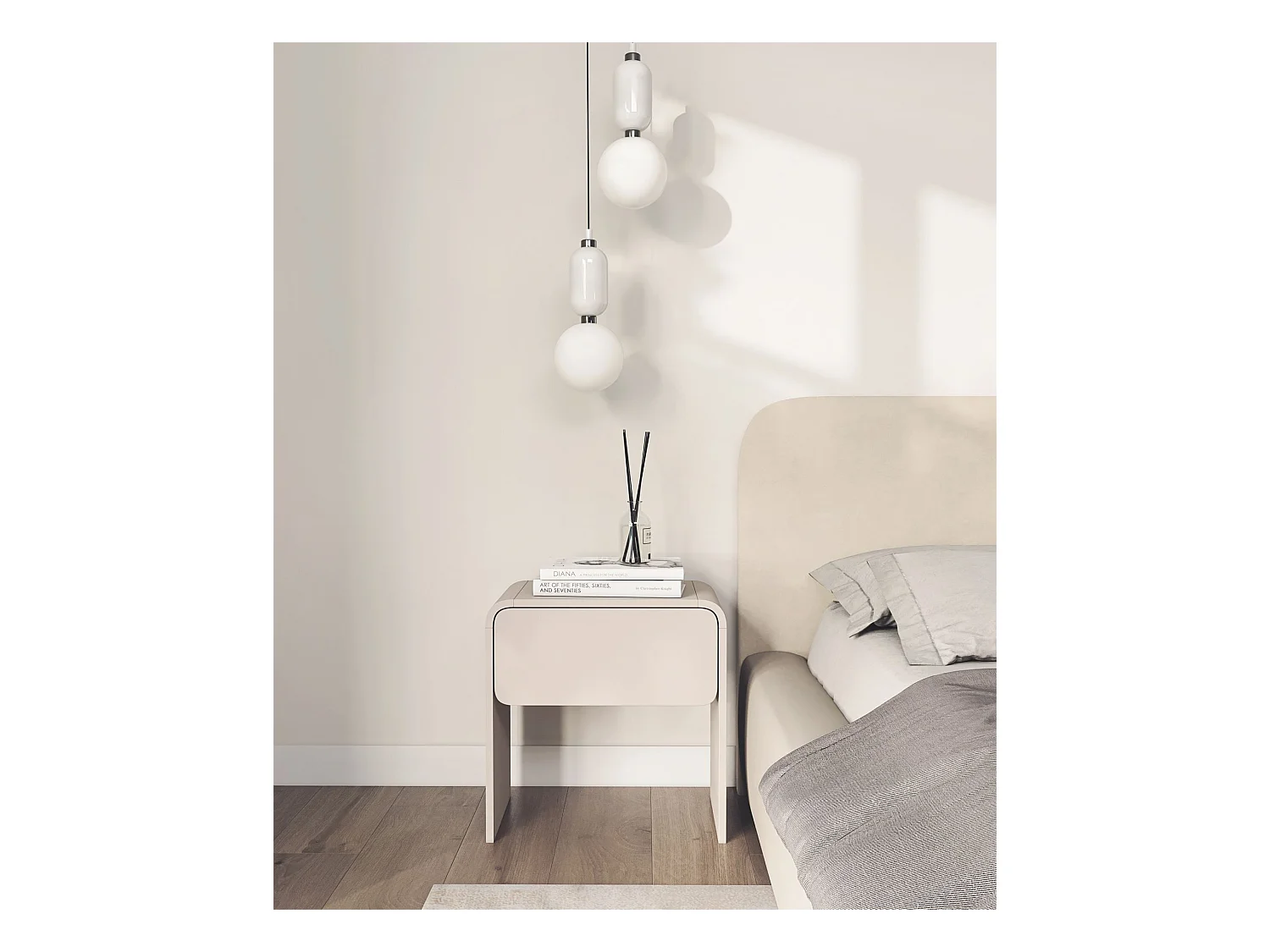 Table de chevet avec tiroir - gris cachemire 50 cm - LUMMO