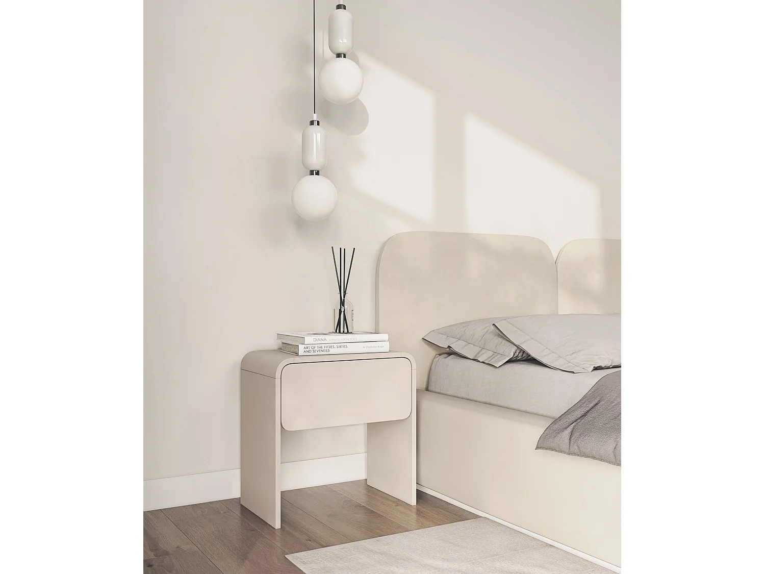 Table de chevet avec tiroir - gris cachemire 50 cm - LUMMO