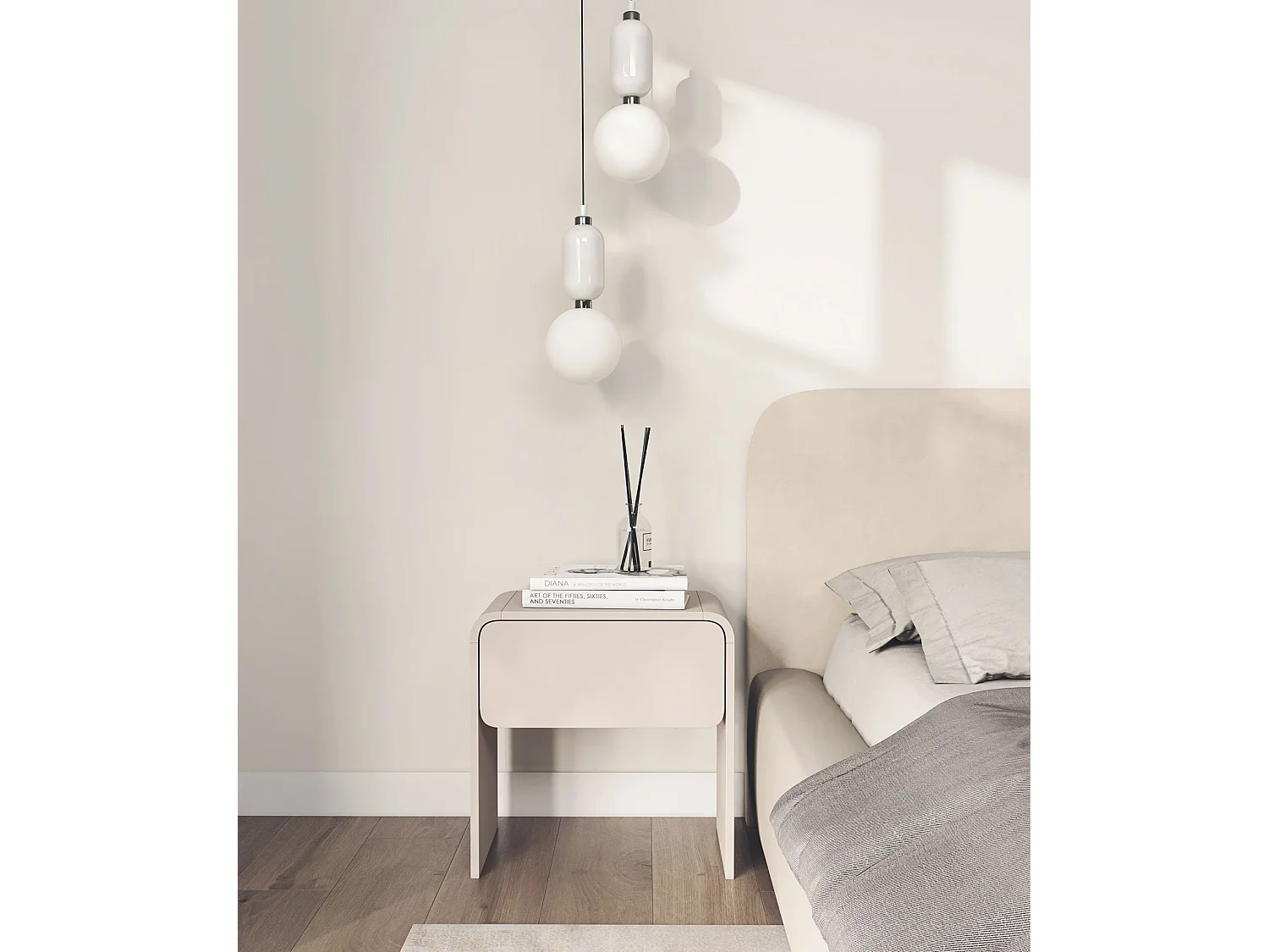 Table de chevet avec tiroir - gris cachemire 50 cm - LUMMO